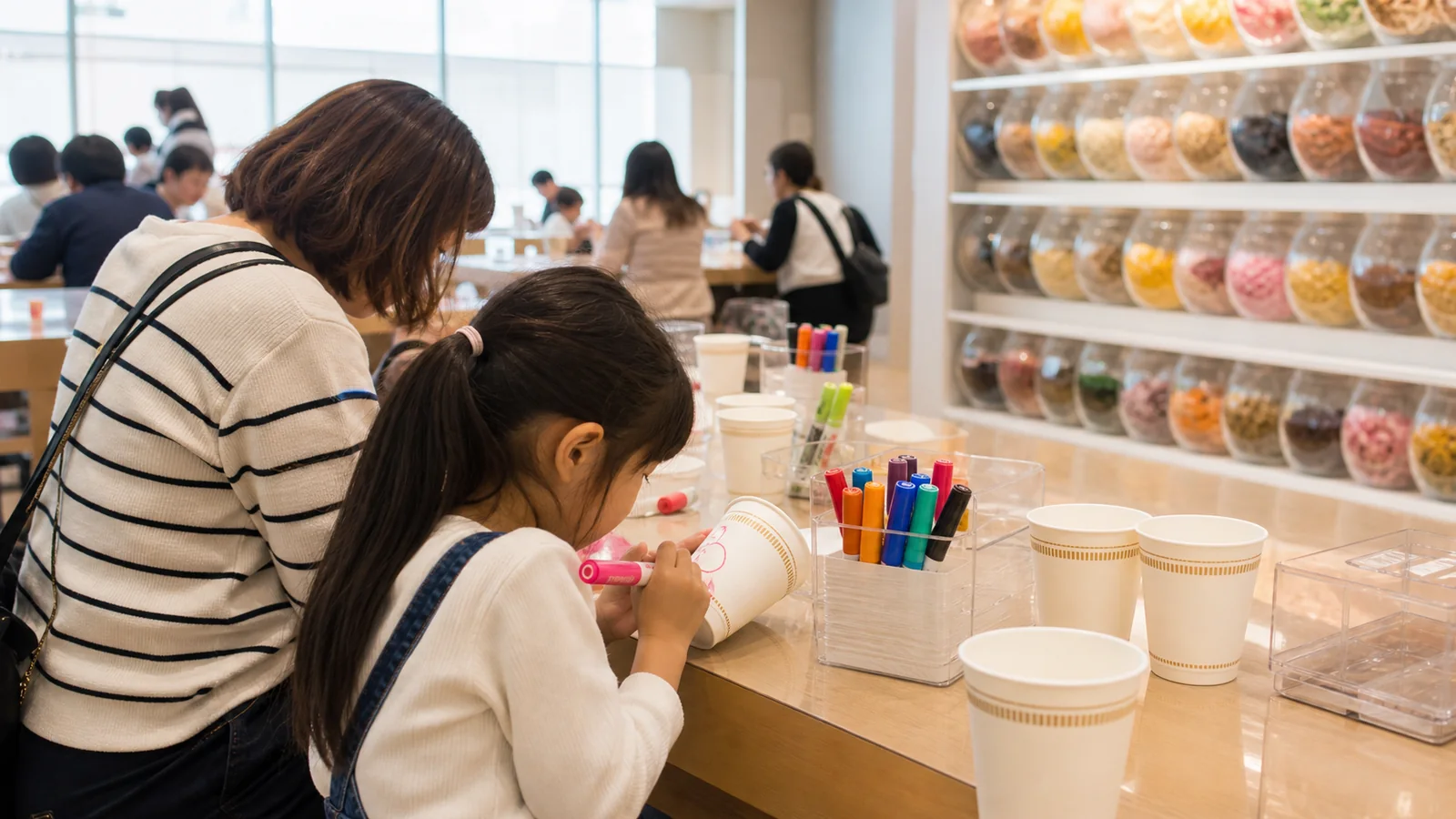 親子でオリジナルのカップをデザインする体験工房